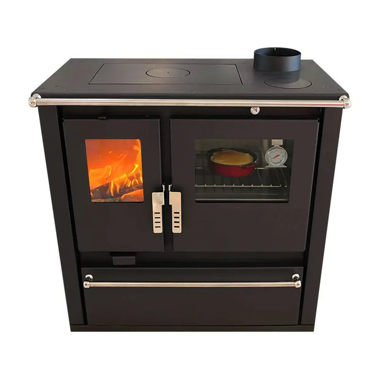 Cuisinière à bois Mervio XL inox – 7,7 kW